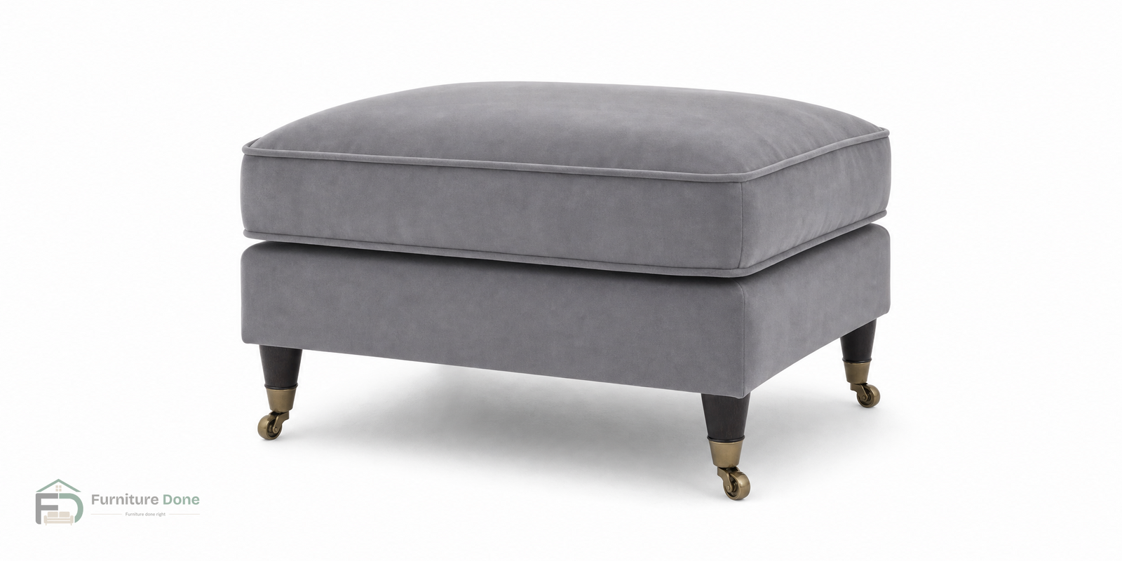 Payton Footstool in Plush Velvet Grey — Furniture Done