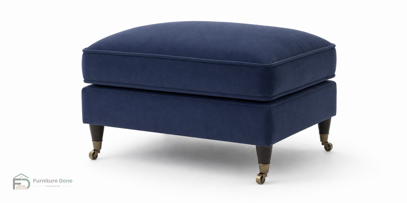 Payton Footstool in Plush Velvet Navy — Furniture Done