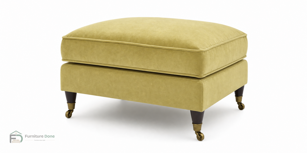 Payton Footstool in Plush Velvet Olive — Furniture Done