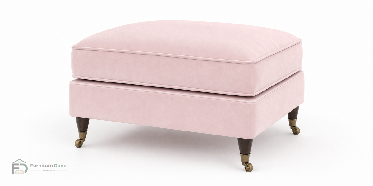 Payton Footstool in Plush Velvet Pink — Furniture Done