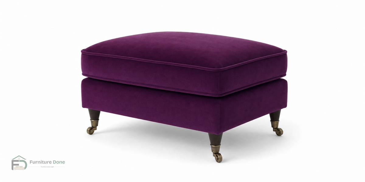 Payton Footstool in Plush Velvet Purple — Furniture Done