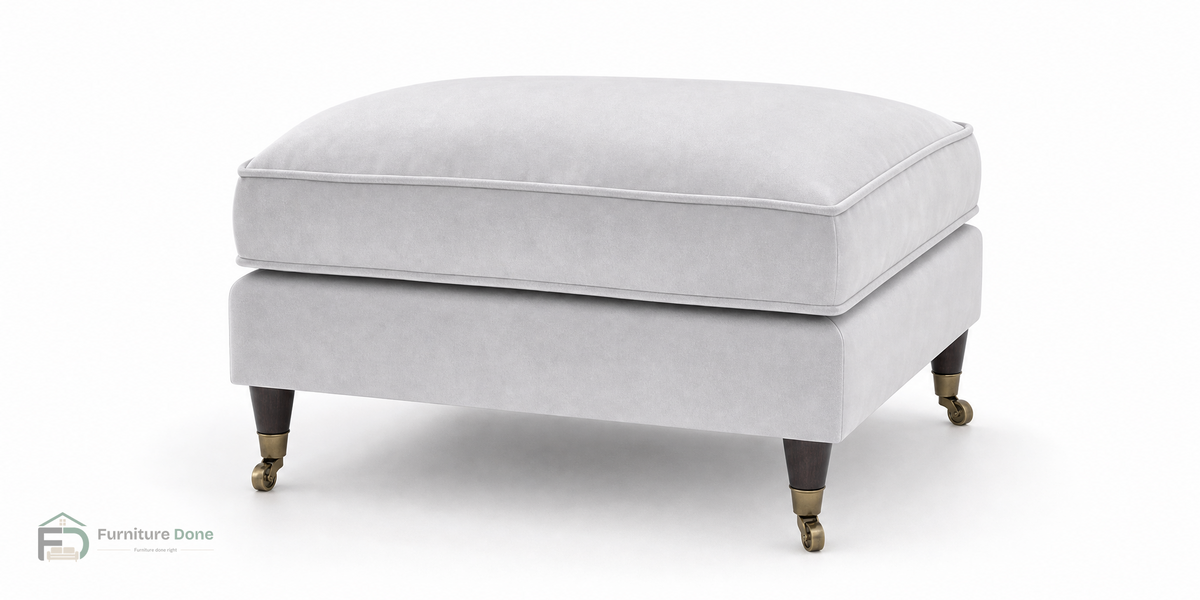Payton Footstool in Plush Velvet Silver — Furniture Done