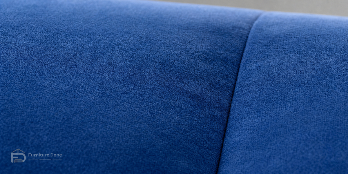 Plush Velvet Blue fabric close-up — Furniture Done
