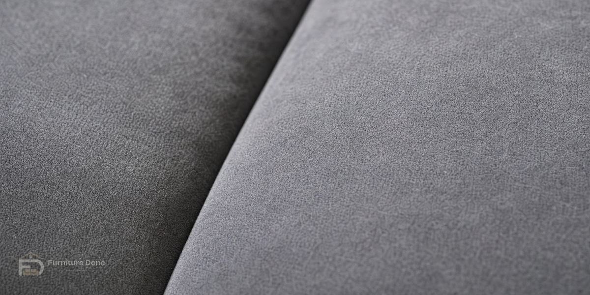 Plush Velvet Grey fabric close-up — Furniture Done