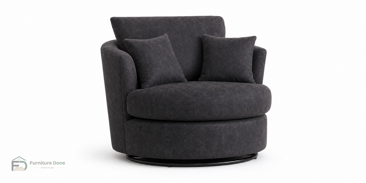 Swivel Chair in Faux Leather Black — Furniture Done