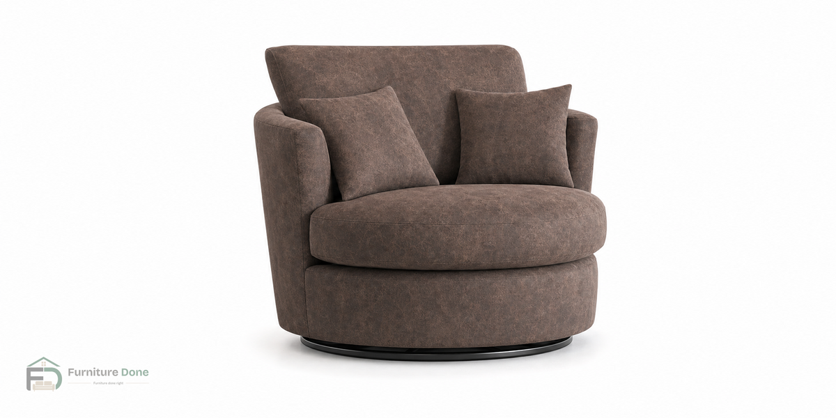 Swivel Chair in Faux Leather Chocolate — Furniture Done