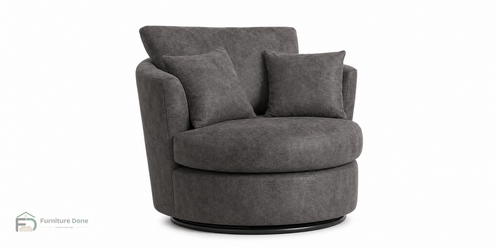 Swivel Chair in Faux Leather Grey — Furniture Done