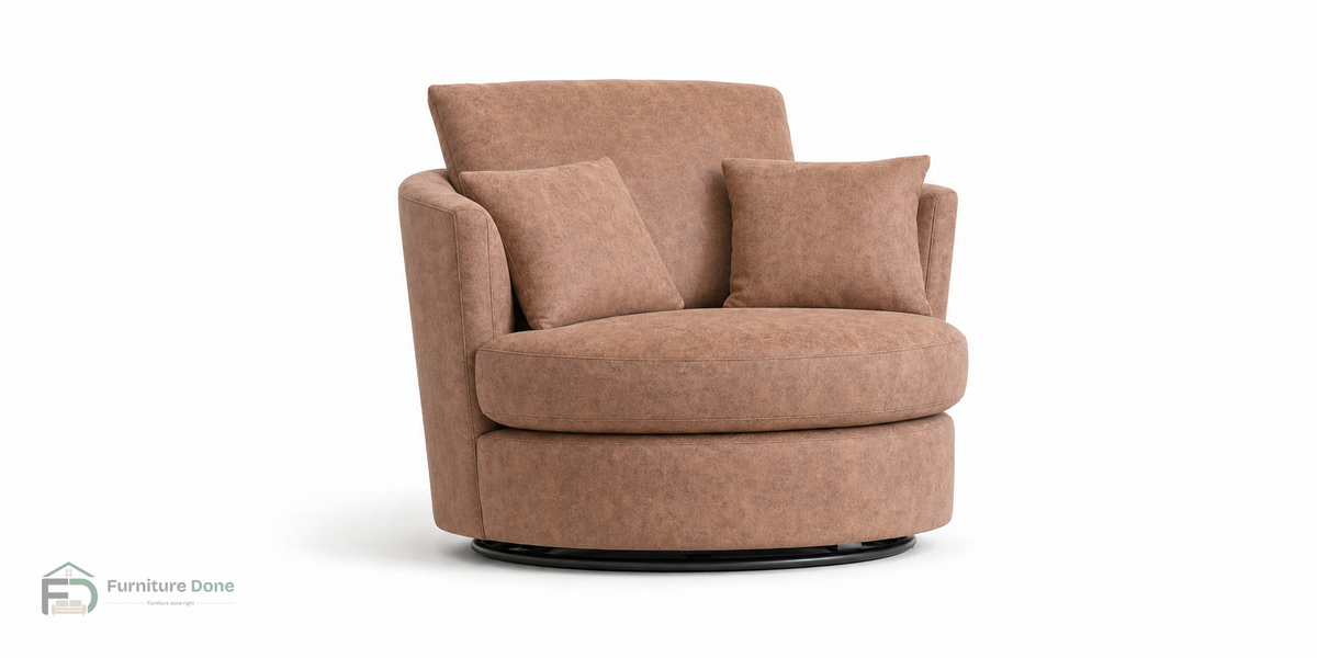 Swivel Chair in Faux Leather Tan — Furniture Done