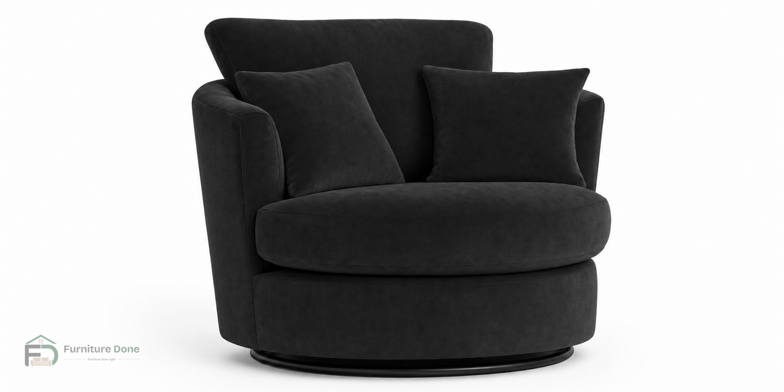 Swivel Chair in Plush Velvet Black — Furniture Done