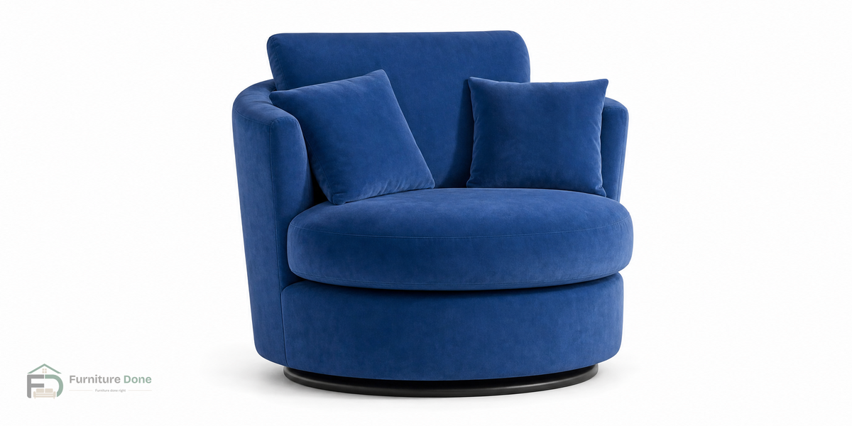 Swivel Chair in Plush Velvet Blue — Furniture Done