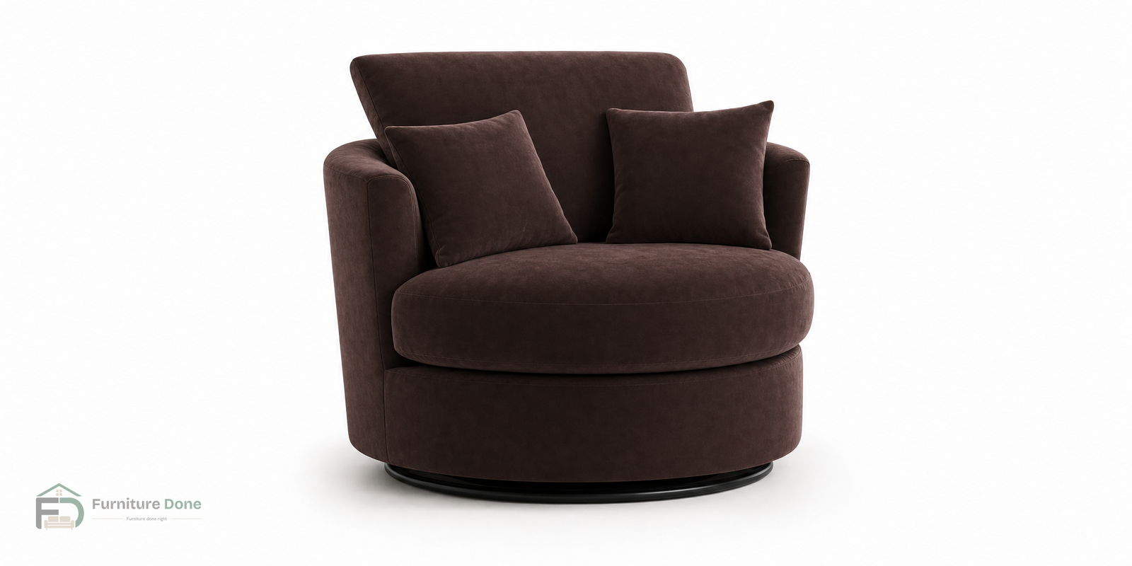 Swivel Chair in Plush Velvet Brown — Furniture Done