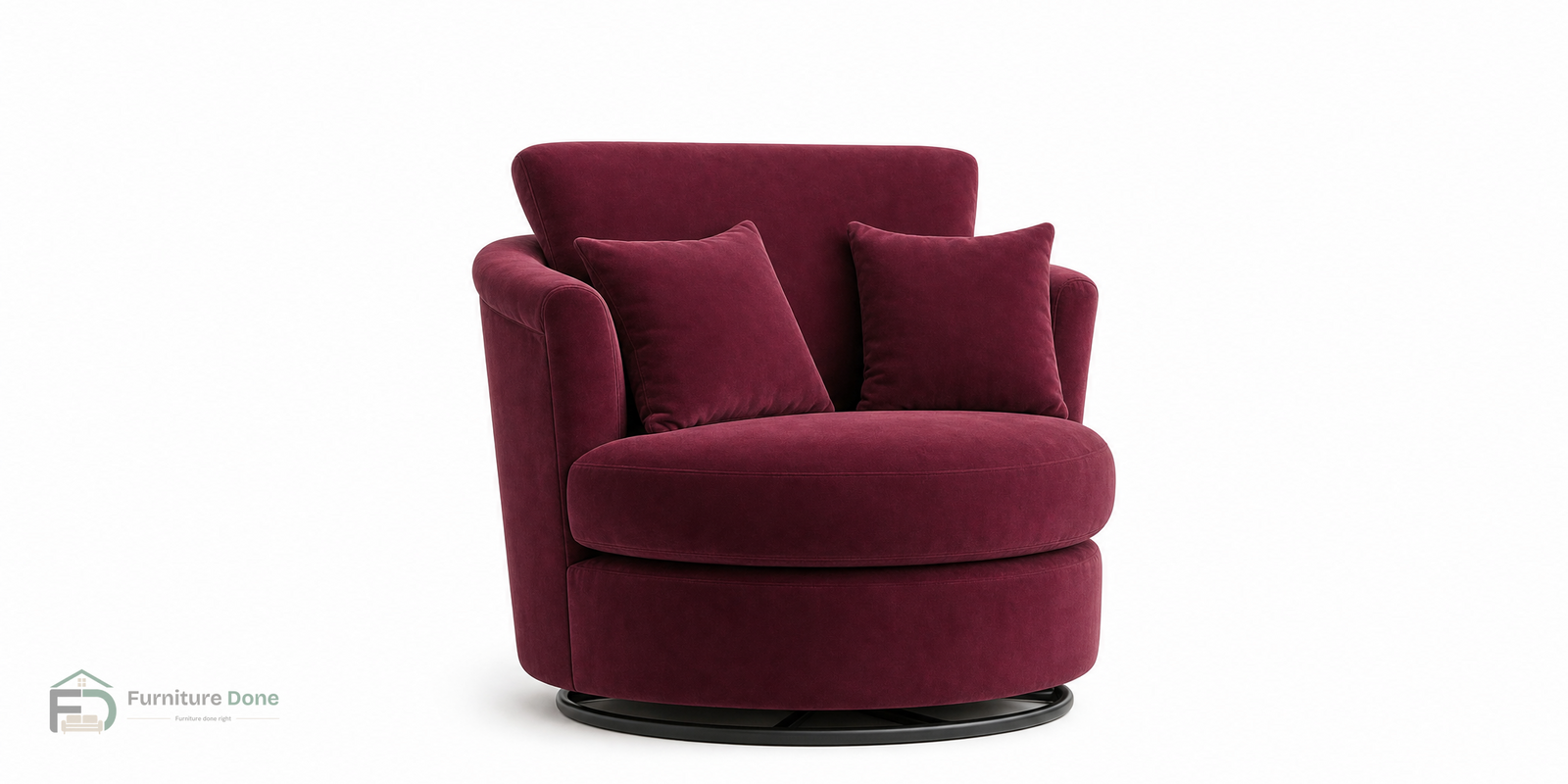 Swivel Chair in Plush Velvet Burgundy — Furniture Done