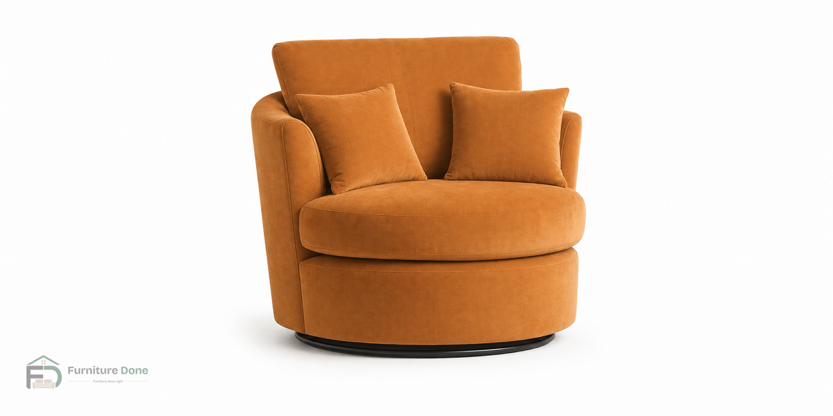 Swivel Chair in Plush Velvet Burnt Orange — Furniture Done