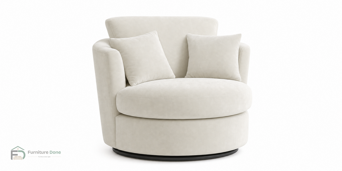 Swivel Chair in Plush Velvet Cream — Furniture Done