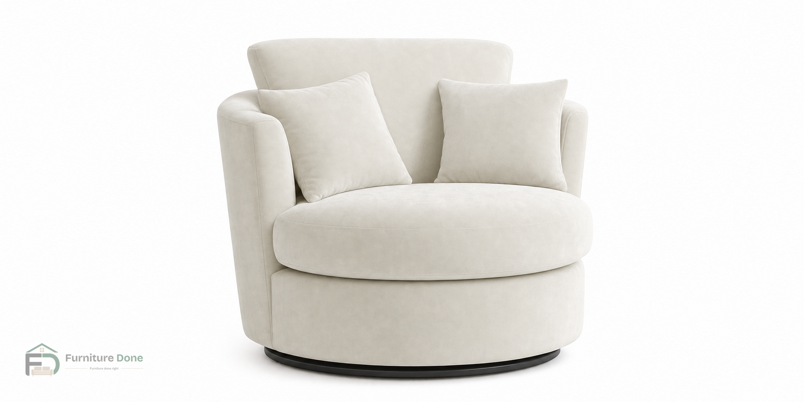 Swivel Chair in Plush Velvet Cream — Furniture Done