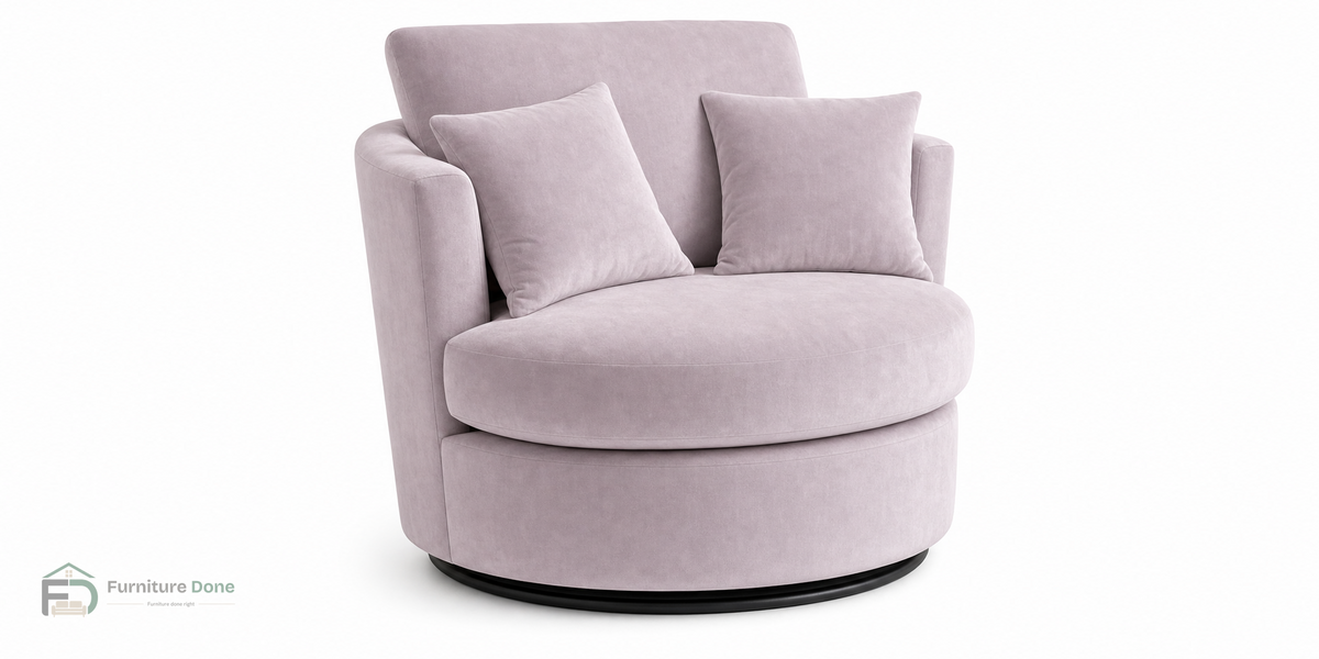 Swivel Chair in Plush Velvet Dusty Pink — Furniture Done