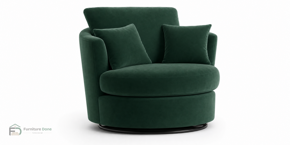 Swivel Chair in Plush Velvet Green — Furniture Done