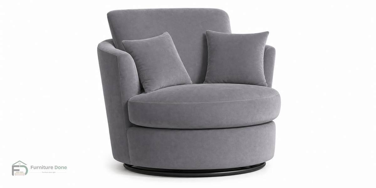 Swivel Chair in Plush Velvet Grey — Furniture Done