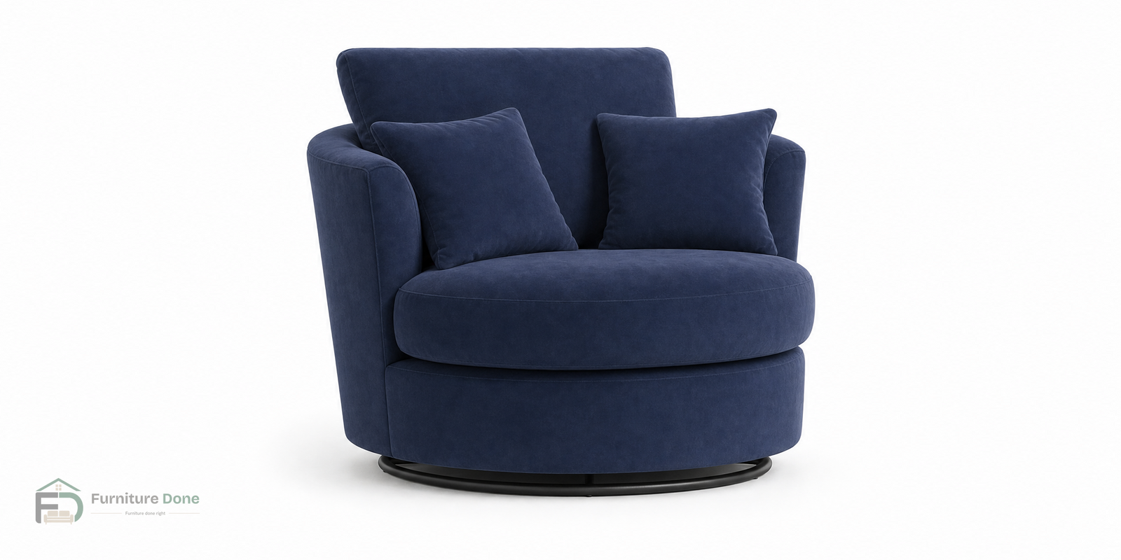 Swivel Chair in Plush Velvet Navy — Furniture Done