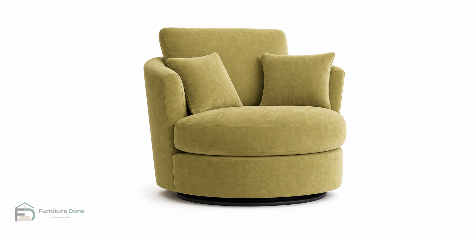 Swivel Chair in Plush Velvet Olive — Furniture Done
