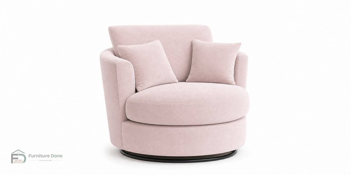 Swivel Chair in Plush Velvet Pink — Furniture Done