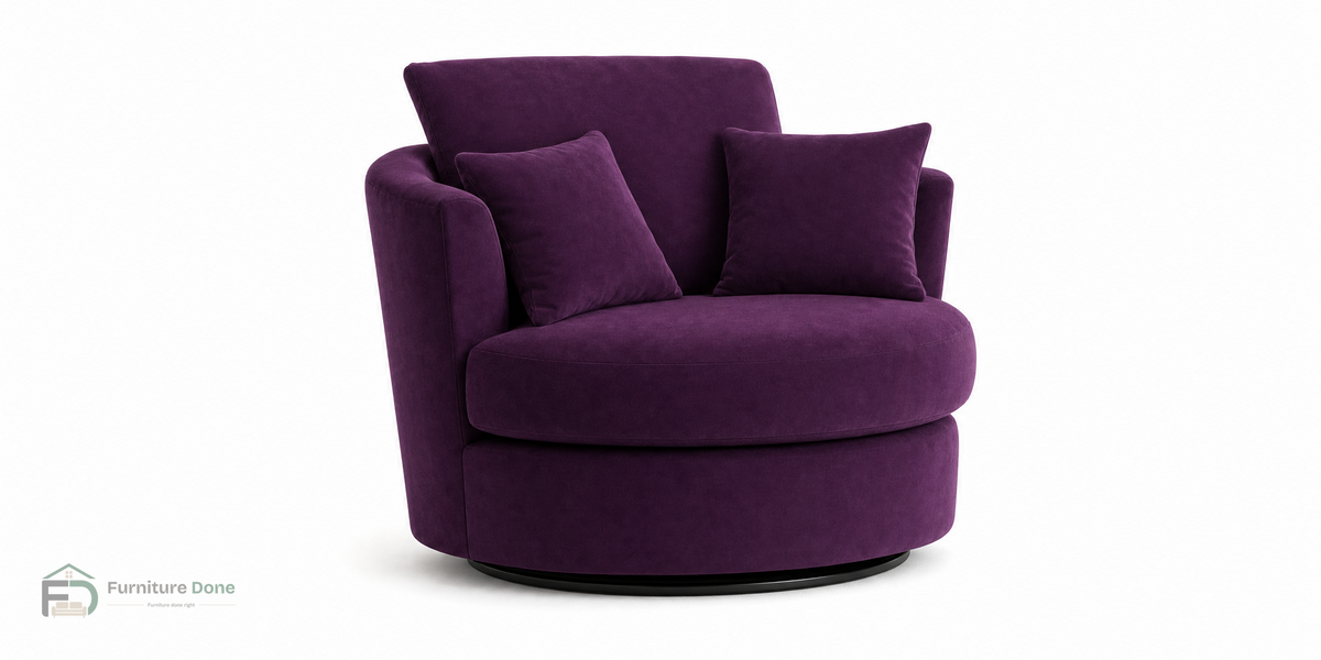 Swivel Chair in Plush Velvet Purple — Furniture Done