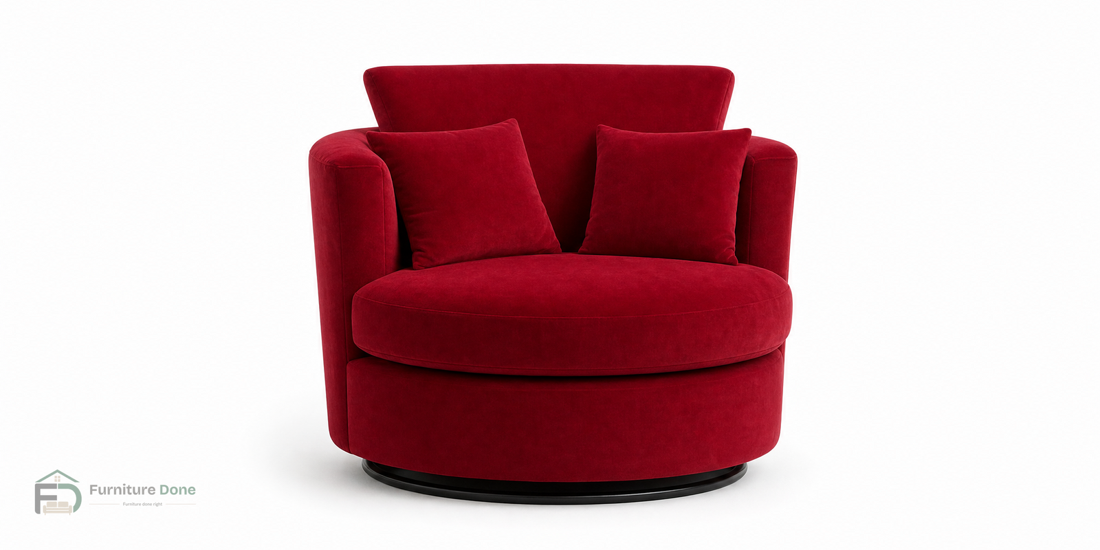 Swivel Chair in Plush Velvet Red — Furniture Done