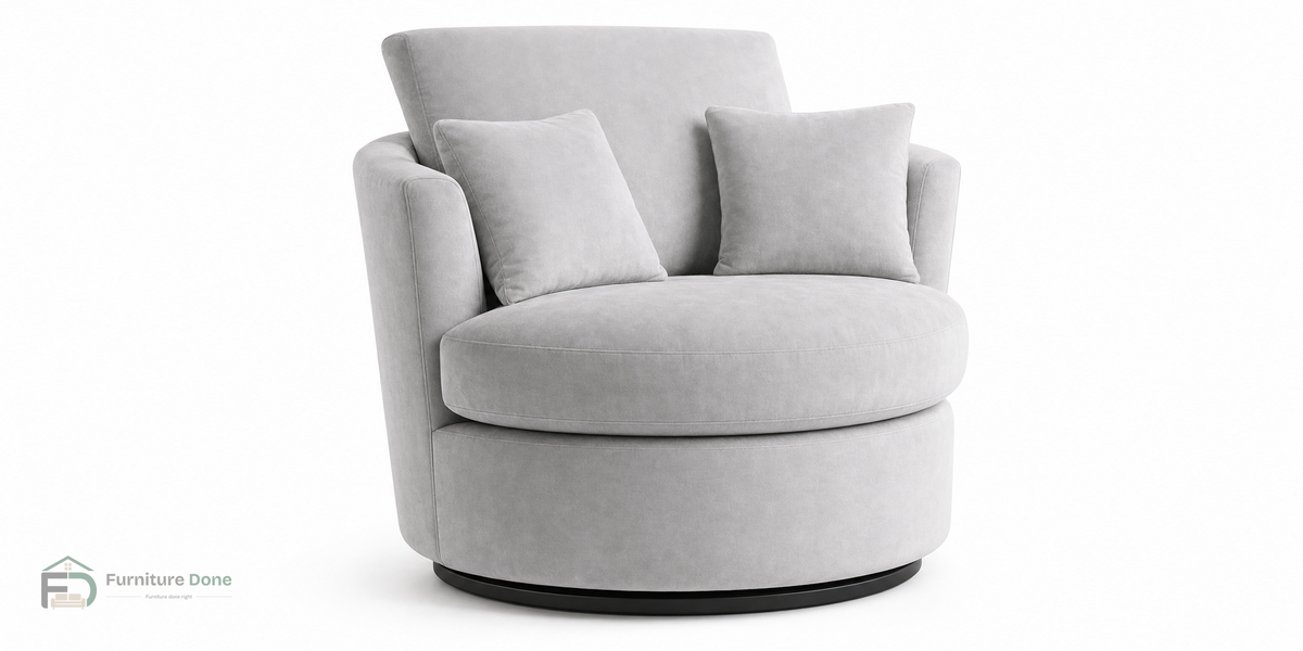 Swivel Chair in Plush Velvet Silver — Furniture Done