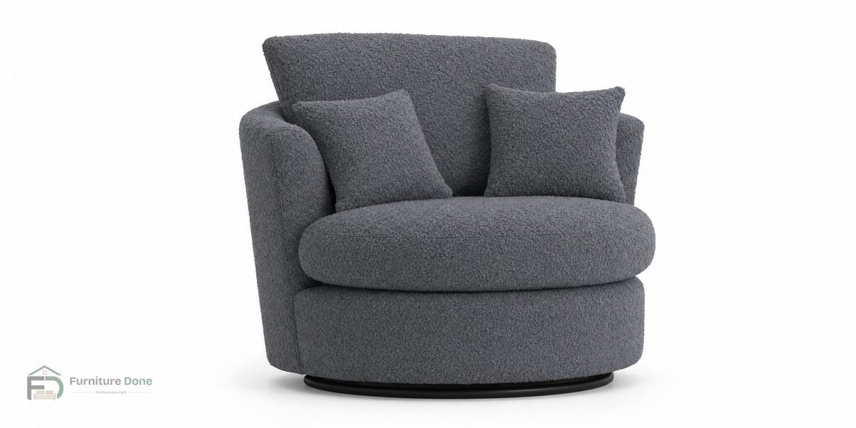 Swivel Chair in Teddy Bouclé Grey — Furniture Done