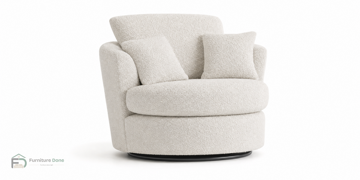 Swivel Chair in Teddy Bouclé White — Furniture Done