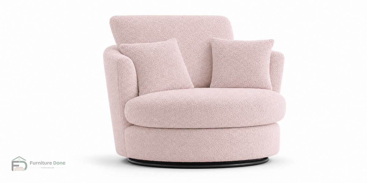 Swivel Chair in Teddy Bouclé Pink — Furniture Done
