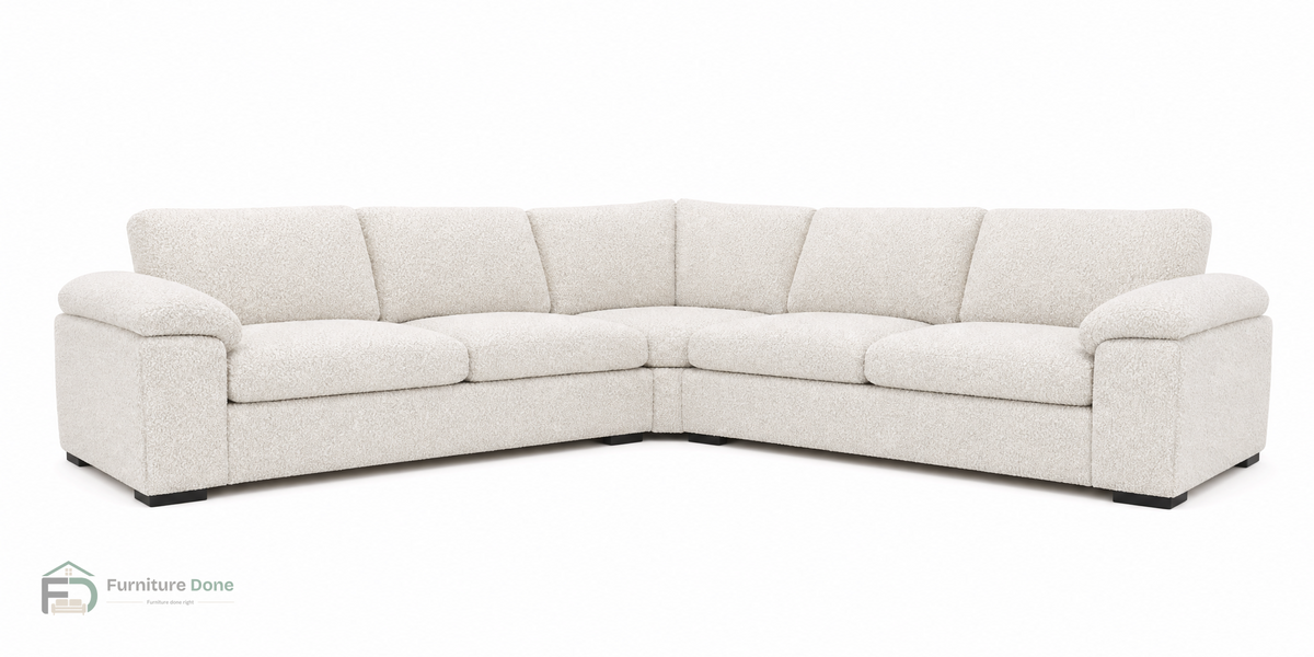 Amalfi Symmetrical Sofa in Teddy Bouclé White — Furniture Done