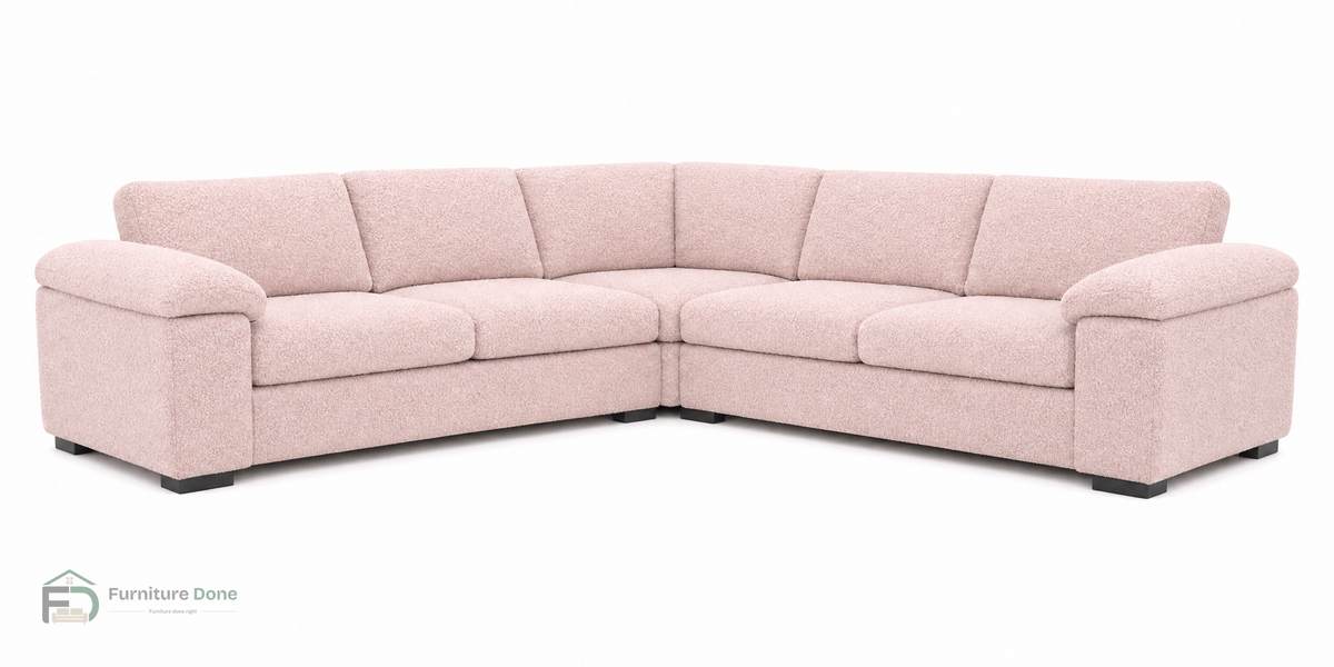 Amalfi Symmetrical Sofa in Teddy Bouclé Pink — Furniture Done